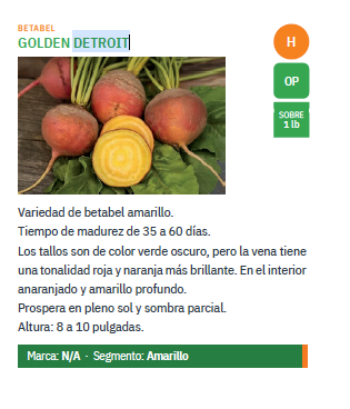 Betabel Amarillo Golden Detroit Sobre 1 Lb
