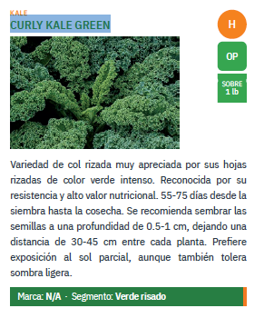 Kale Verde Green Curly Sob 1 Lb