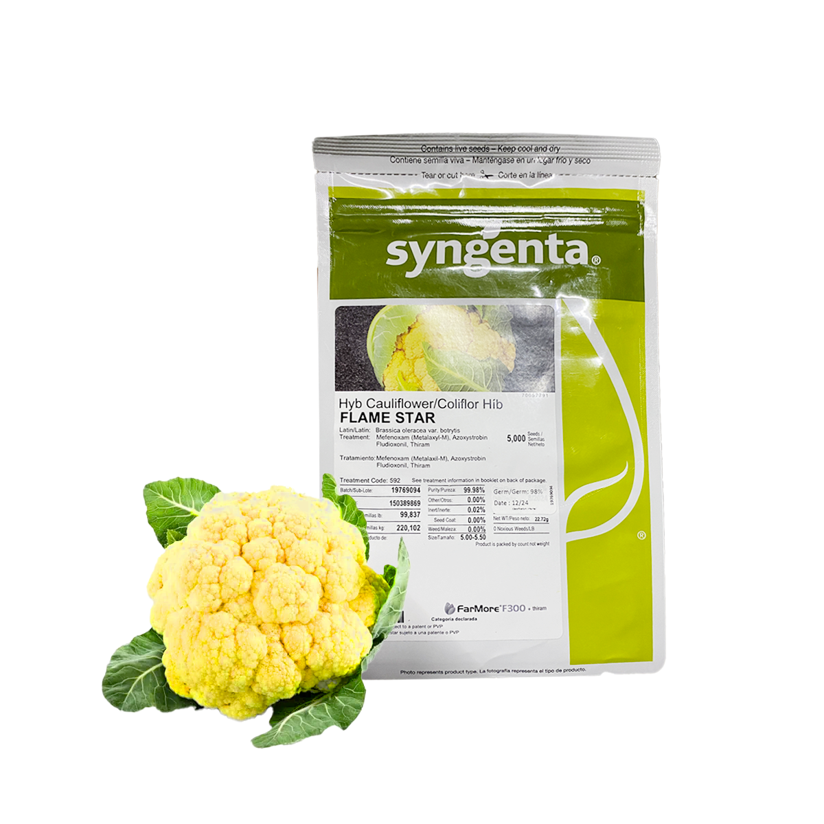 Coliflor Amarilla Flamestar sobre 5 millares