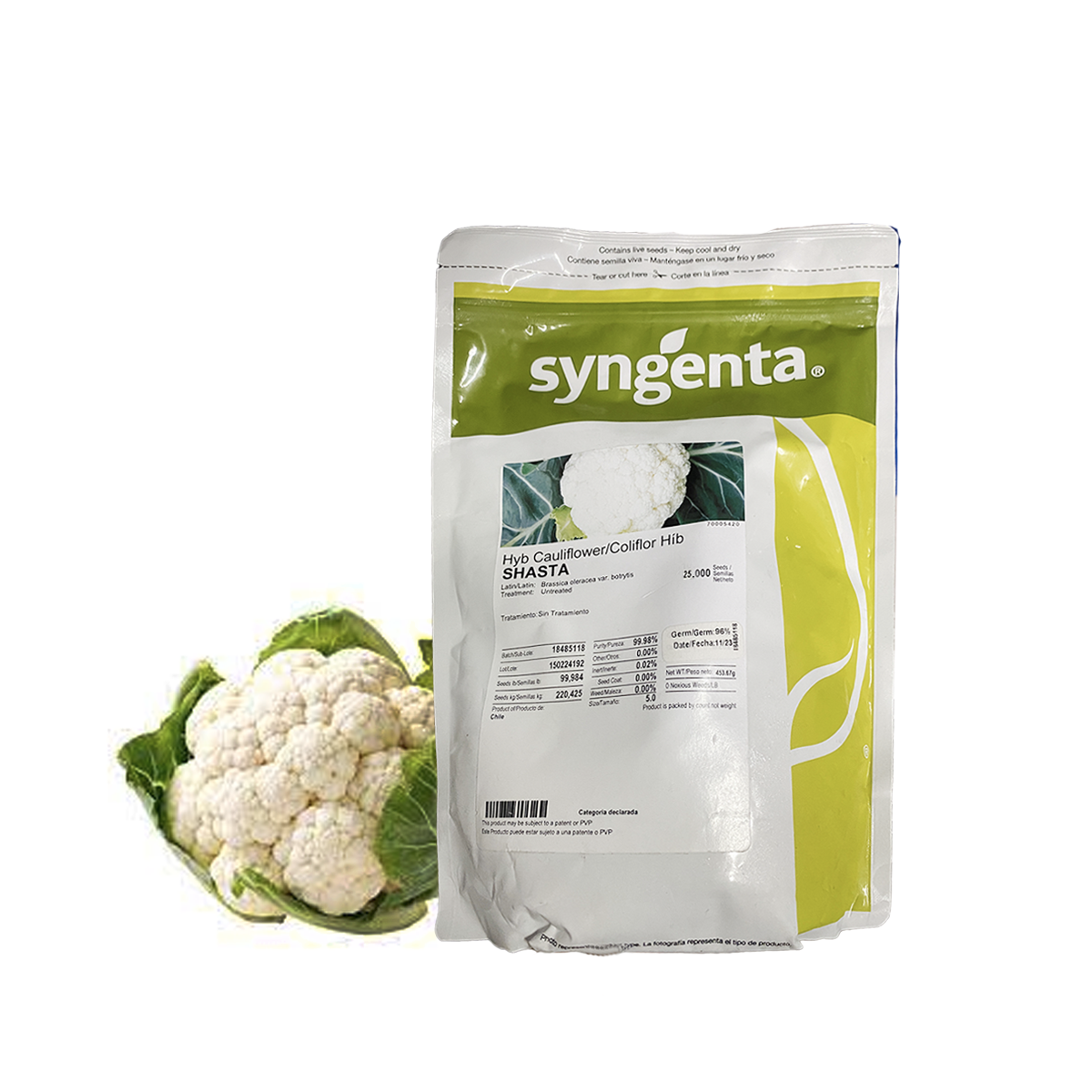 Coliflor Shasta Sobre 100 Millares. Descuento 3% (se aplica en el carrito)