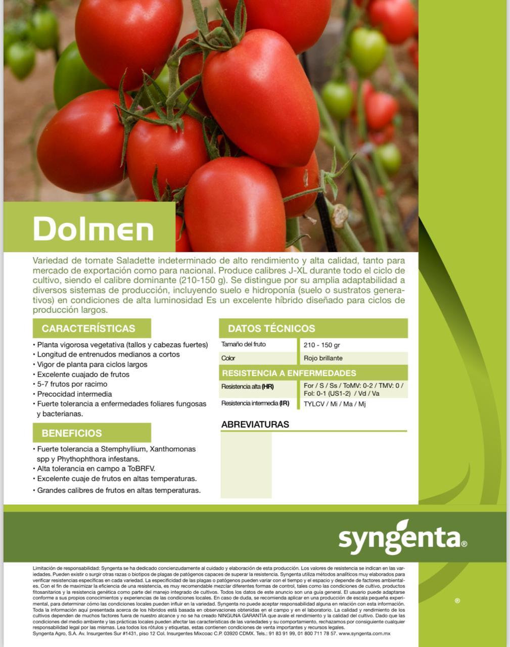 Tomate Dolmen Sobre 1 millar
