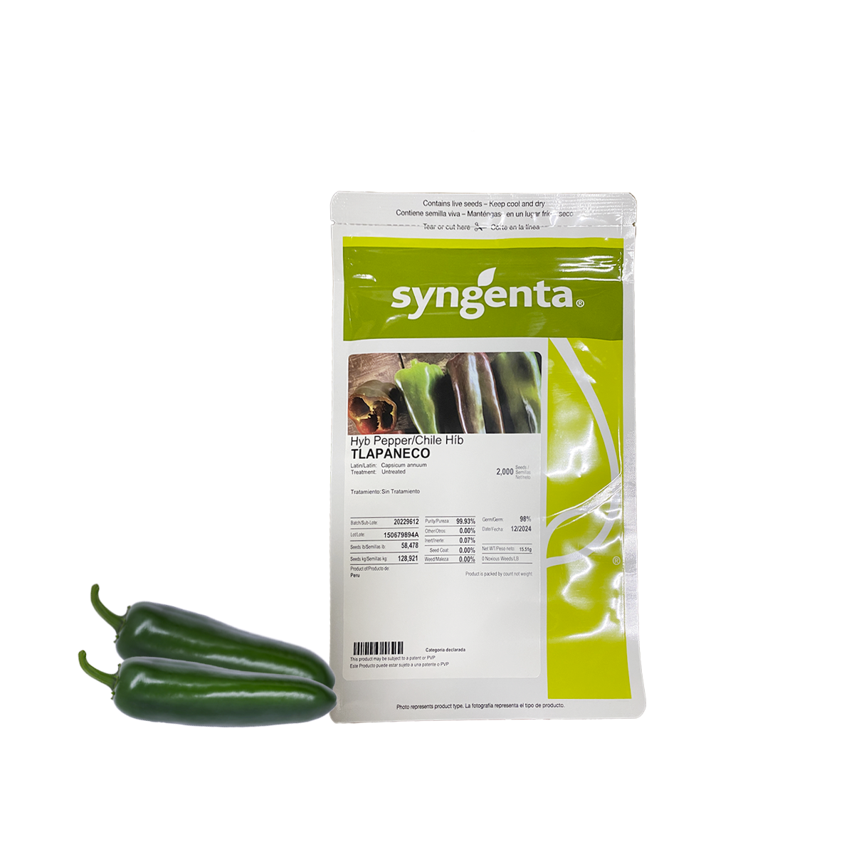 Chile jalapeño Tlapaneco Sobre 2 millares