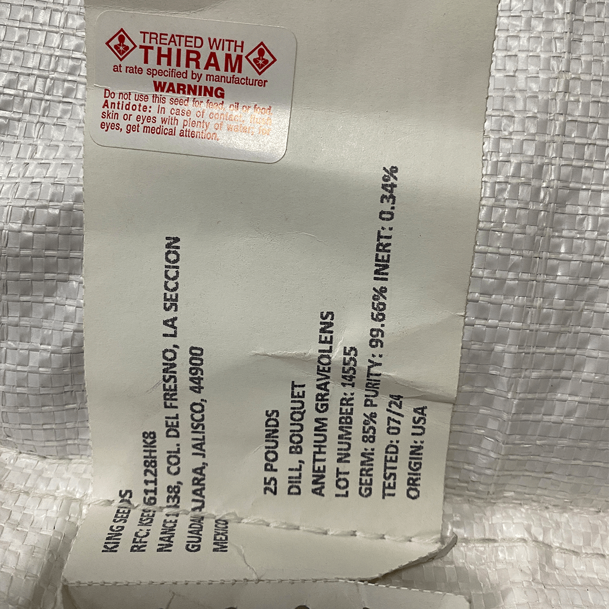 Eneldo Bouquet Saco 25 Lb