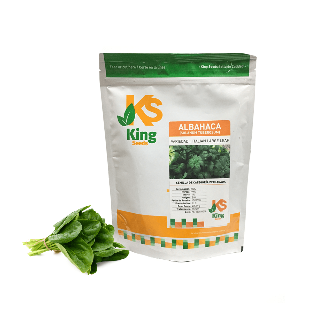 Albahaca Italian Large Leaf sin tratamiento Sobre 1Lb