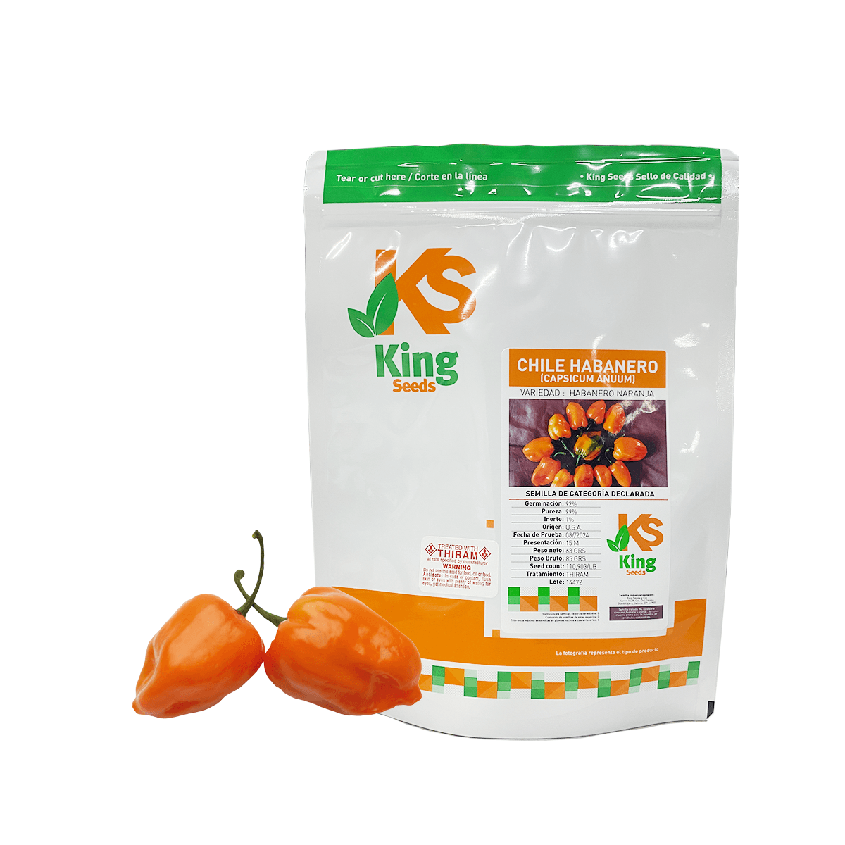 Chile Habanero Naranja Sobre 15 millares