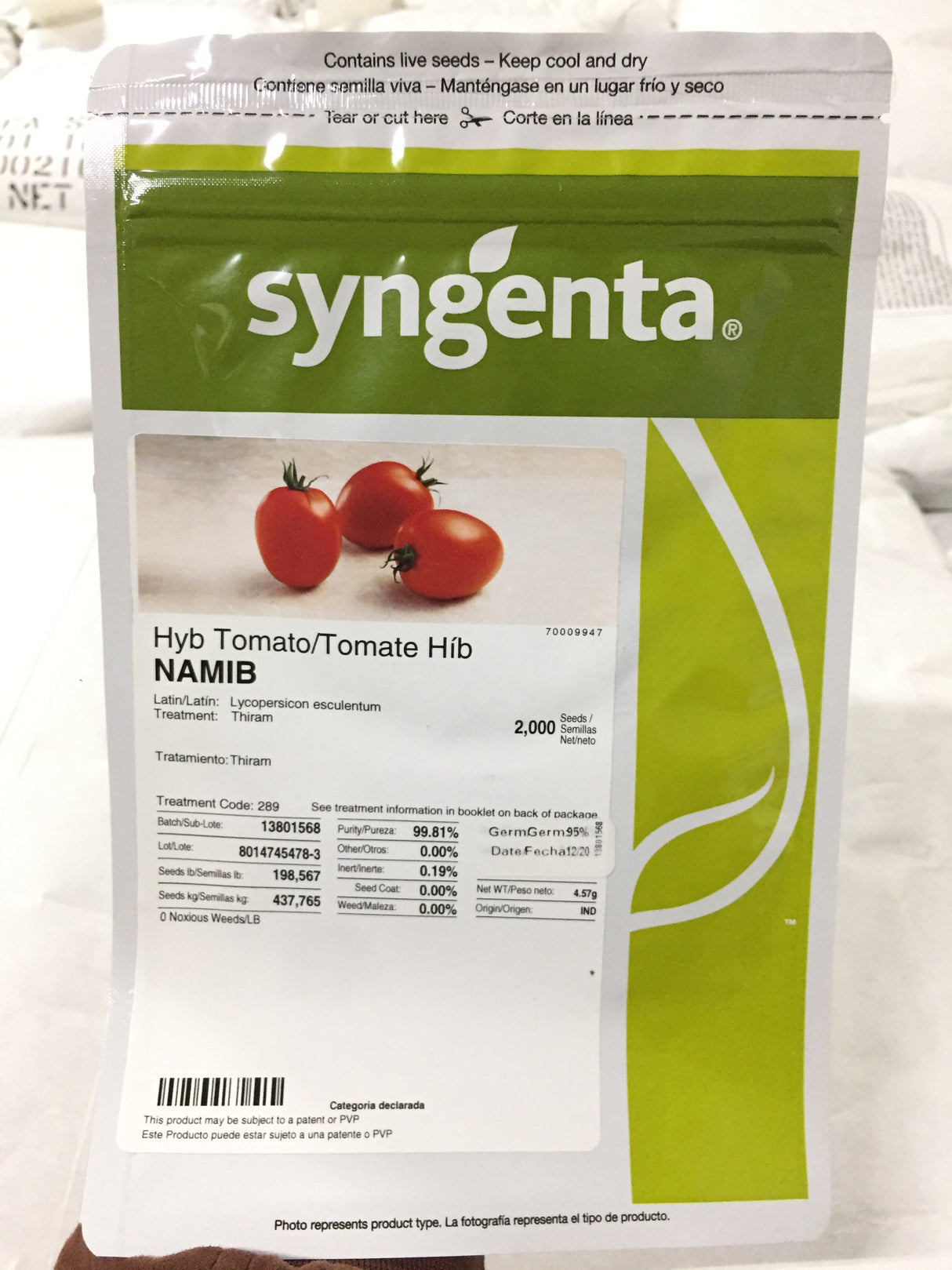 Tomate Namib Sobre 25 millares. Descuento 25% (se aplica en el carrito)