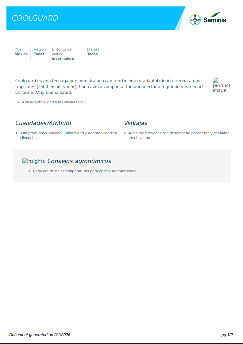 Lechuga Coolguard Sobre 25 millares